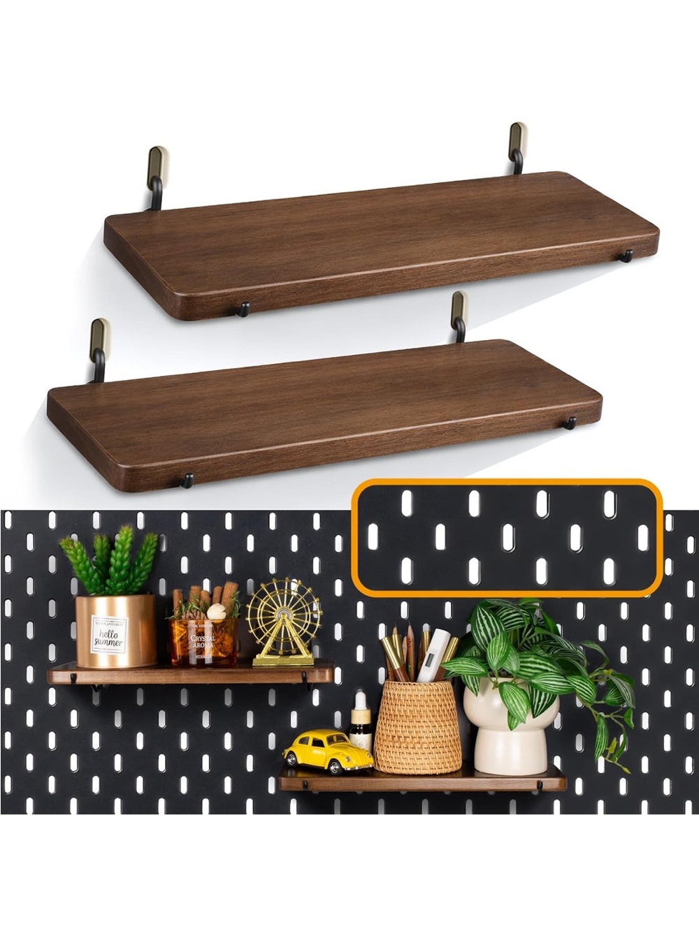 Sempoma 2-Pak Pegboard Shelves In Walnut w/ Mounting Hardware/Instructions